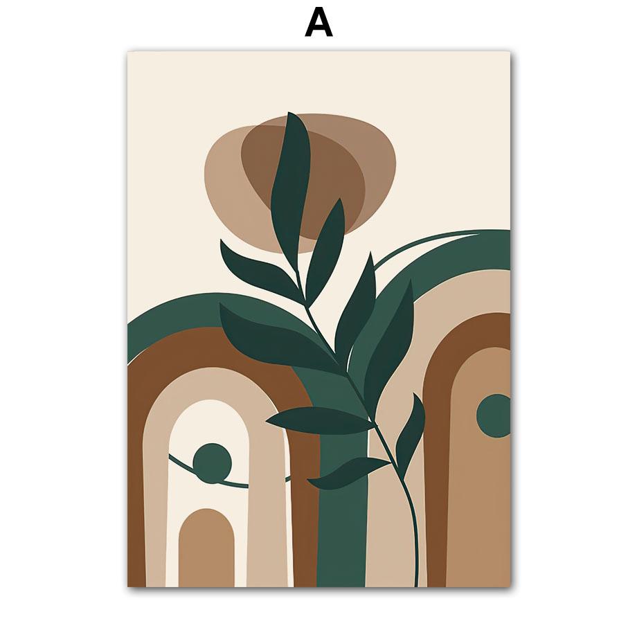 Бохо Геометрические фигуры Листья Солнце Постеры и принты Холст Картина Скандинавские абстрактные настенные картины Гостиная Домашний декор