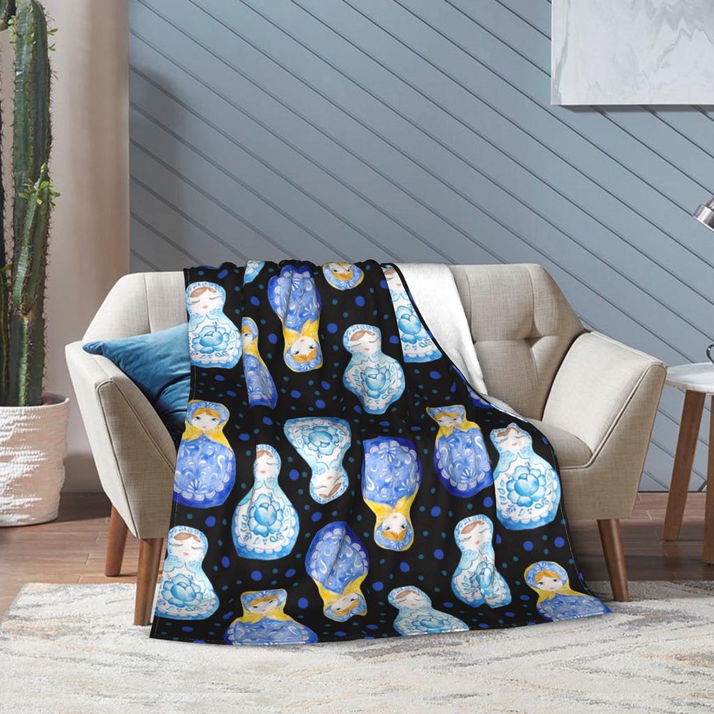 Matryoshka Russian Nesting Doll Knitted Blankets Velvet Cute Ultra-Soft Throw Blanket for Bedding Couch Quilt Multifunction