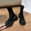 Fashion New Boots Women's Fashion Mid Tube Boots 2024 Women's Square Heel Round Head Autumn and Winter Boots