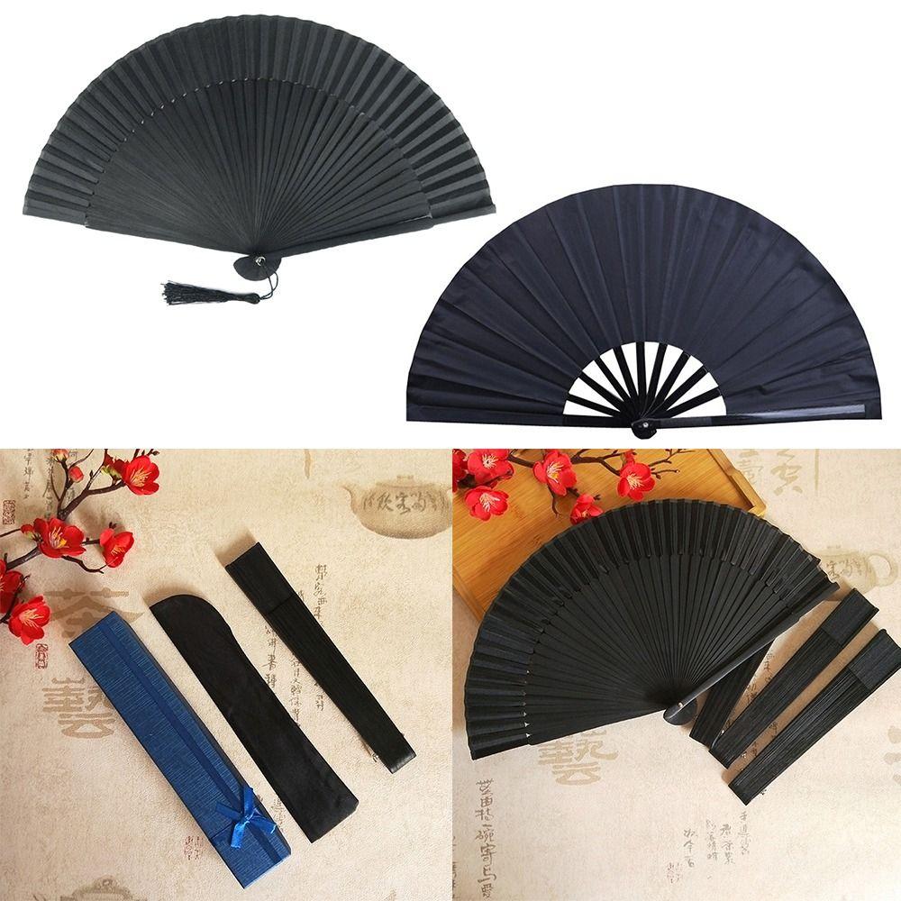Живопись в китайском стиле Складной веер Сделай сам Ручной веер Подарки Черный шелковый складной веер