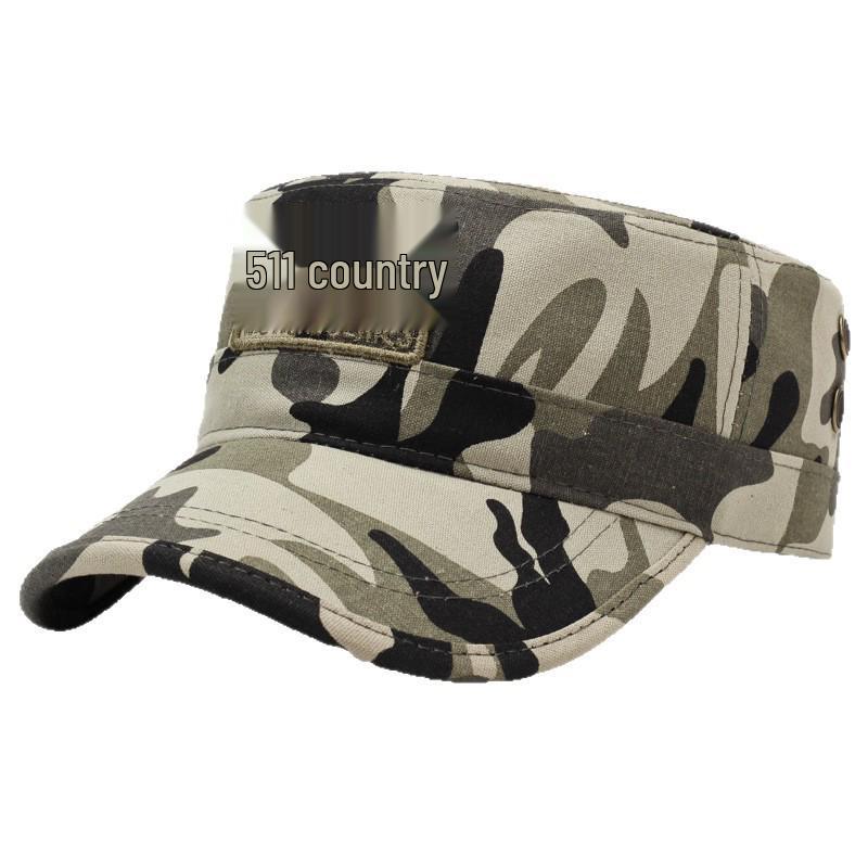 Men's Camouflage Flat-Top Baseball Cap: Embroidered Sun Protection Hat for Outdoor Sports