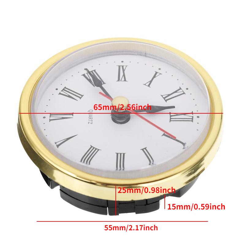 2-1/2" (65mm) Classic Clock Craft Quartz Movement Round Clocks Head Insert Roman/Arabic Number DIY Little Clock