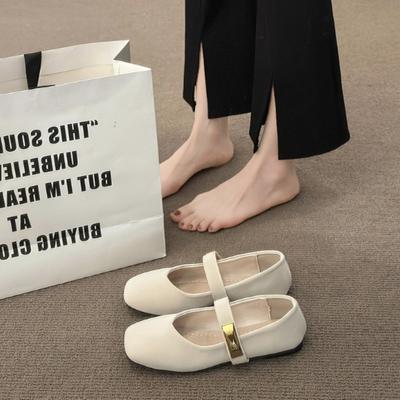 2024 Весна Новые Простые Туфли Мэри Джейн С Квадратным Носком Ретро Мягкая Подошва Корейская Мода Небольшая Кольцевая Плоская Подошва Одиночные Туфли Для Женщин