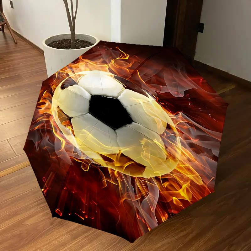 1PC Soccer ball, Fire Automatic Open/Close Umbrella with Windproof, 8-Rib Sturdy Canopy, Durable Ribs, Fashionable Design1325A