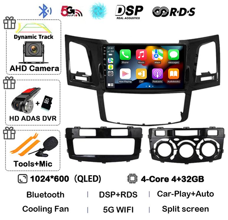 Android 14 Carplay Auto Для Toyota Fortuner HILUX Revo Vigo 2007-2010 2011 2012-2014 2015 Автомагнитола Мультимедийный плеер GPS Стерео