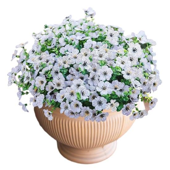 12 пучков искусственных цветов для улицы, разноцветная ипомея с эвкалиптом, устойчивый к УФ-излучению искусственный шелковый цветок для весны и лета, для дома, кашпо, крыльца