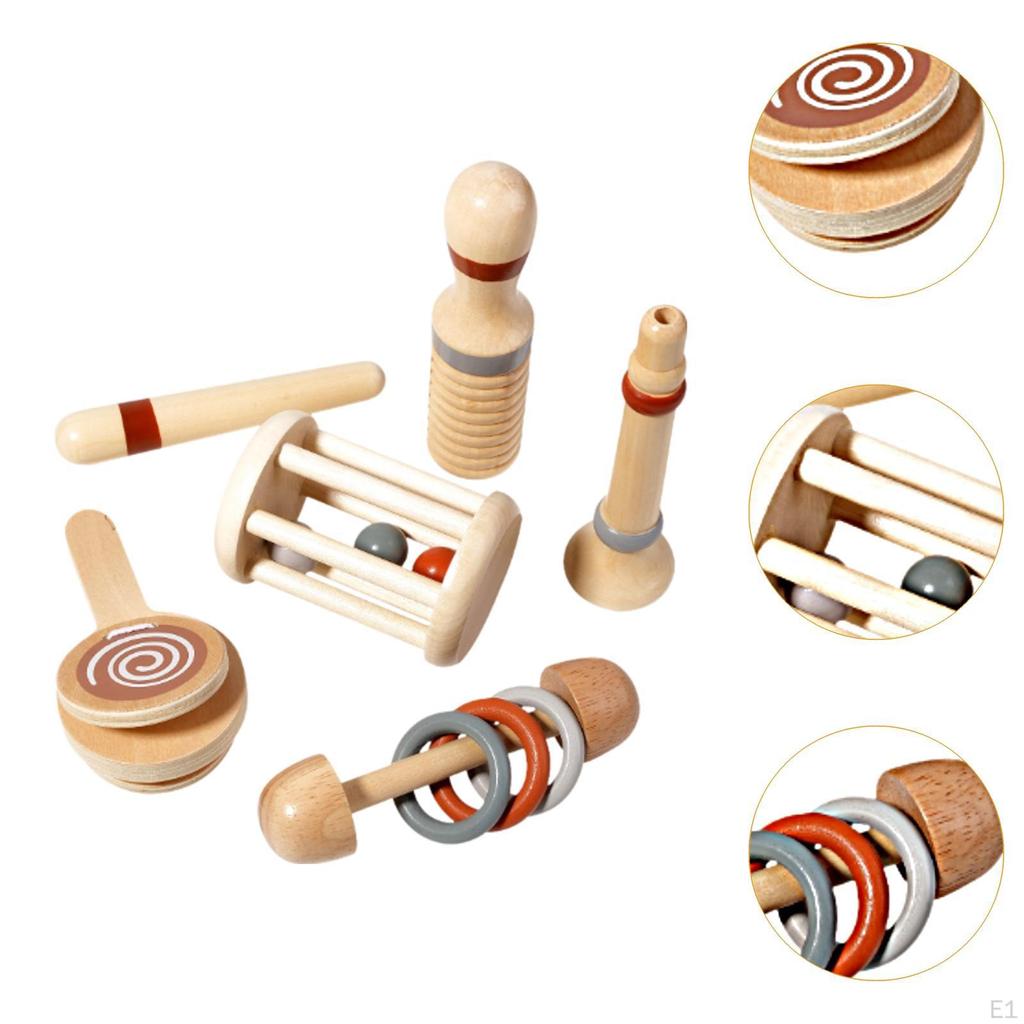 5 Pieces Wooden Baby Toys Kids Musical Crawling Toy Sound Tube Educational Toddlers