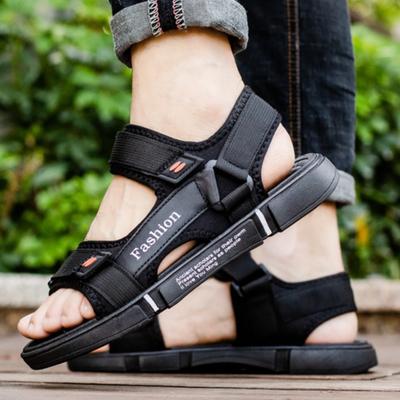 Мужские дышащие черно-синие сандалии — нескользящие, комфортные на открытом воздухе | Европейский минималистский стиль | Летняя повседневная одежда на 12+ часов