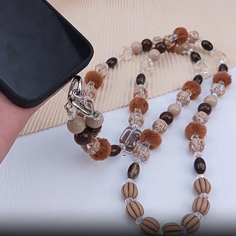 Цветной акриловый диагональный кукольный ремешок, цепочка с крестиком, ручная работа, бисерное украшение для сумки, чехол для мобильного телефона, кулон, ювелирное изделие