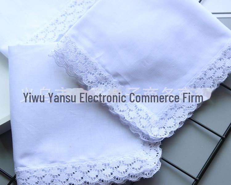 Чисто-белый хлопковый кружевной носовой платок ручной работы с граффити