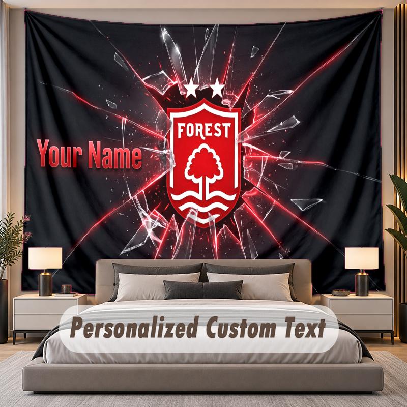 Custom Name Text Tapestry Nottingham Forest Personalized Polyester Wall Tapestry For Bedroom And Room