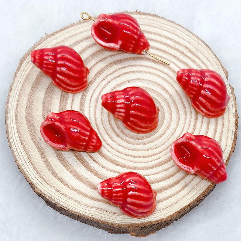 10pcs/set Handmade Craft Conch Shell Beads Cartoon Colorful Conch Spacer Loose Beads Cute 3D Jewelry Making Material Necklace