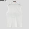 INCERUN Men Stand V Neck Sleeveless Letter Print Casual Rib Tank Tops 
