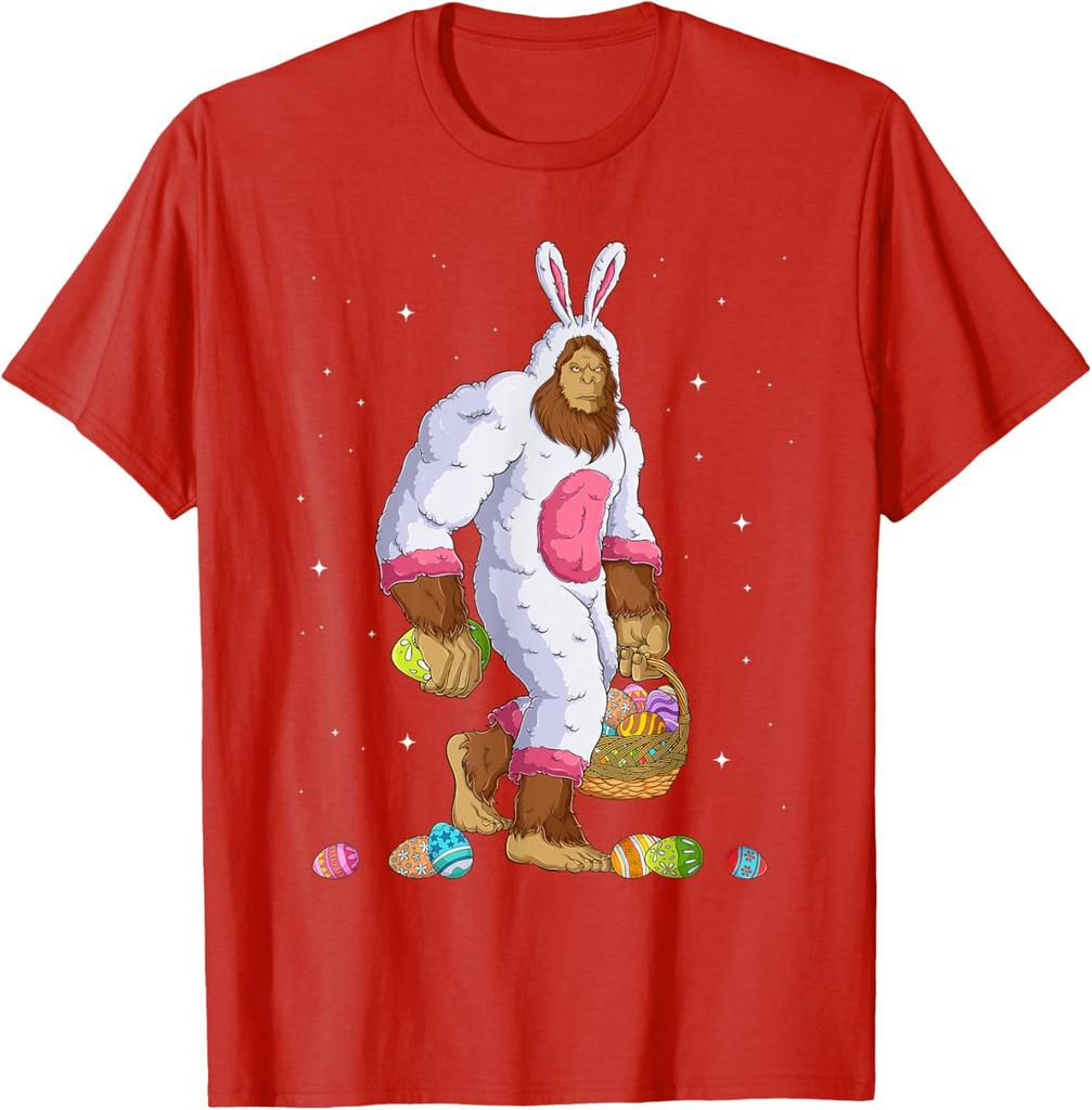 Bigfoot Sasquatch Happy Easter Bunny Eggs Funny Unisex T-Shirt