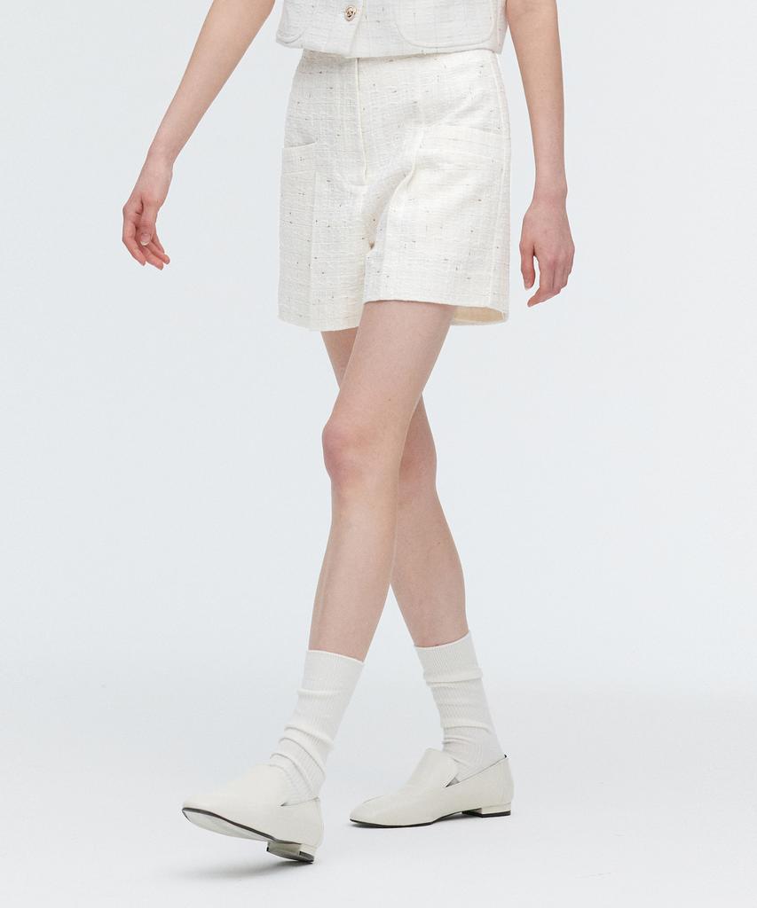 MONGDOL Summer Tweed Pocket Shorts Ivory Mdpt031Ivory