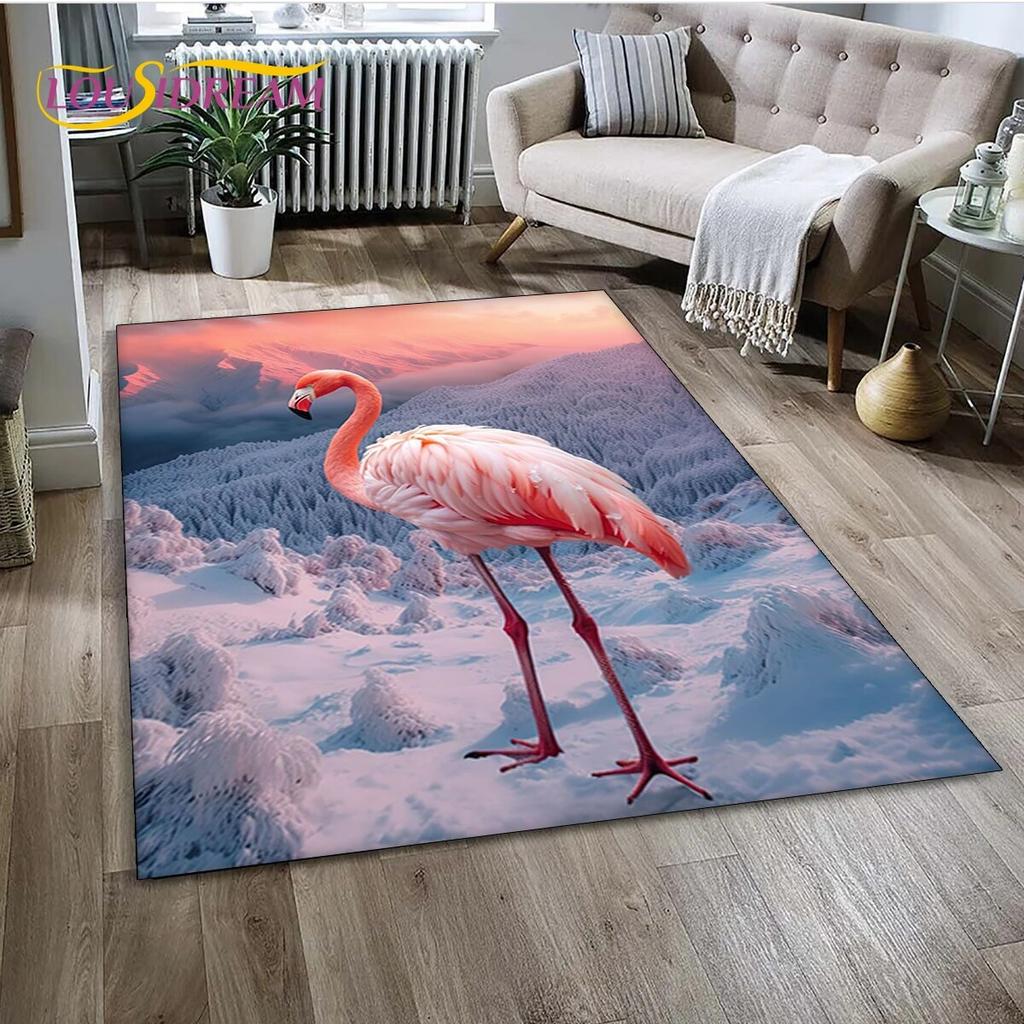 Cartoon Pink Flamingo Bird Rainforest Carpet Rug for Home Living Room Bedroom Sofa Doormat Decor,kid Area Rug Non-slip Floor Mat