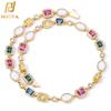 Hip Hop Colored Gems Ladies Necklace Jewelry High Sense Zircon Clavicle Chain