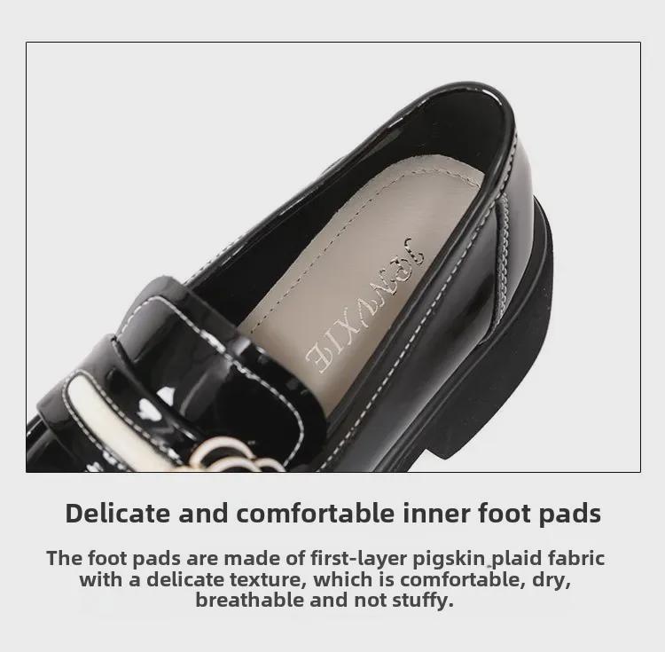 Spot Women's Genuine Leather College-Style Loafers - Spring 2025 Camellia Patent Leather Slip-On Shoes