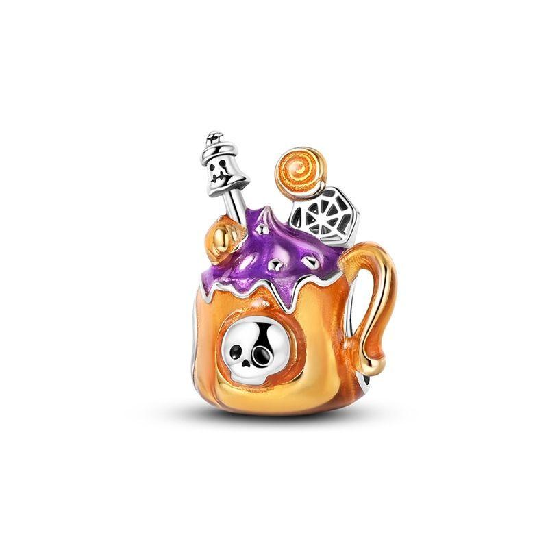 Funny Halloween Charms Copper Pumpkin Ghost Witch Magic Hat Pendant Bead Fit Original Bracelet Necklace Diy Jewelry