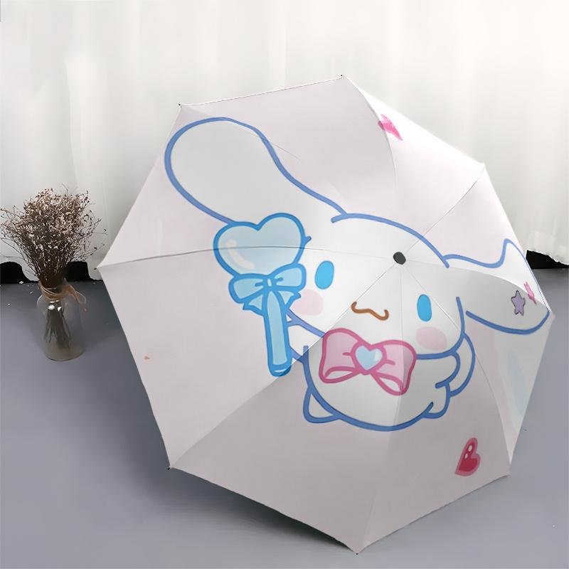 1pc Cinnamoroll Heart-Shaped Automatic Opening/Closing Umbrella with Foldable Design, 8-Bone Iron Frame, Outdoor Use, Perfect Gift for Fans, Travelers