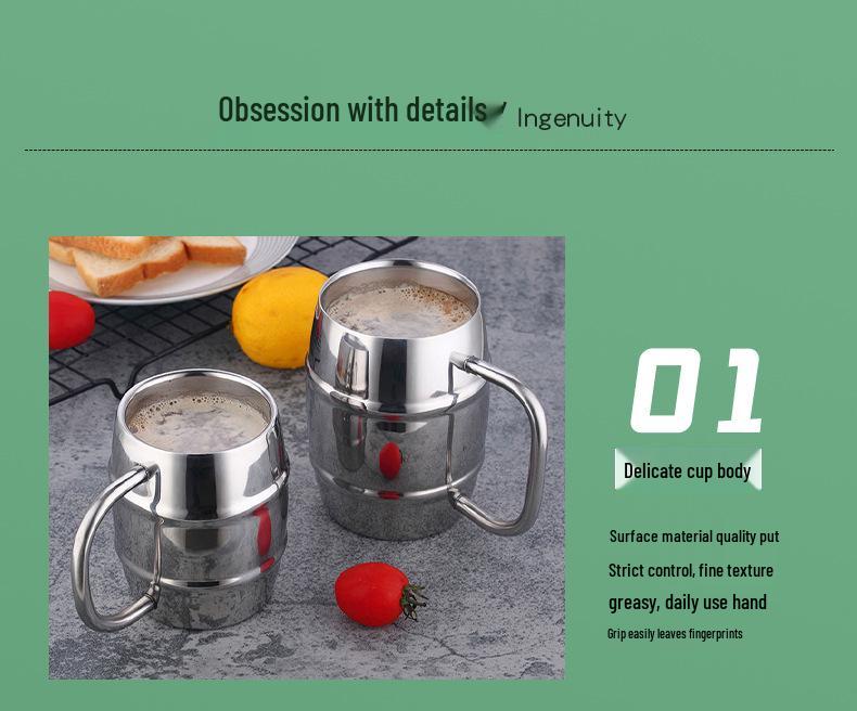 Кружка из двухслойной нержавеющей стали 304: Пилзнер, Молоко, Кофе, Чай или Детский напиток с ручкой