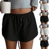 Женские летние свободные удобные повседневные модные однотонные вязаные шорты на пуговицах с поясом