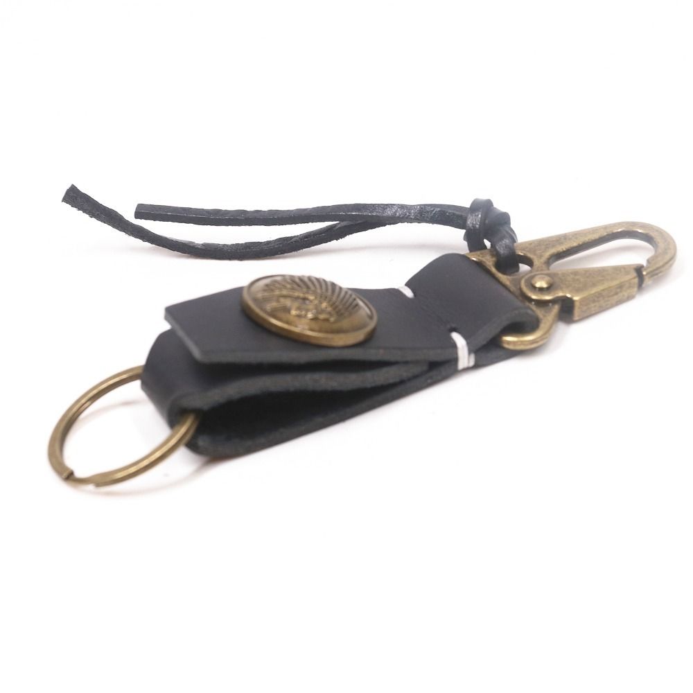 Vintage Genuine Leather Keychain Handmade Car Keychian Leather Pendant Retro Key Holder Male
