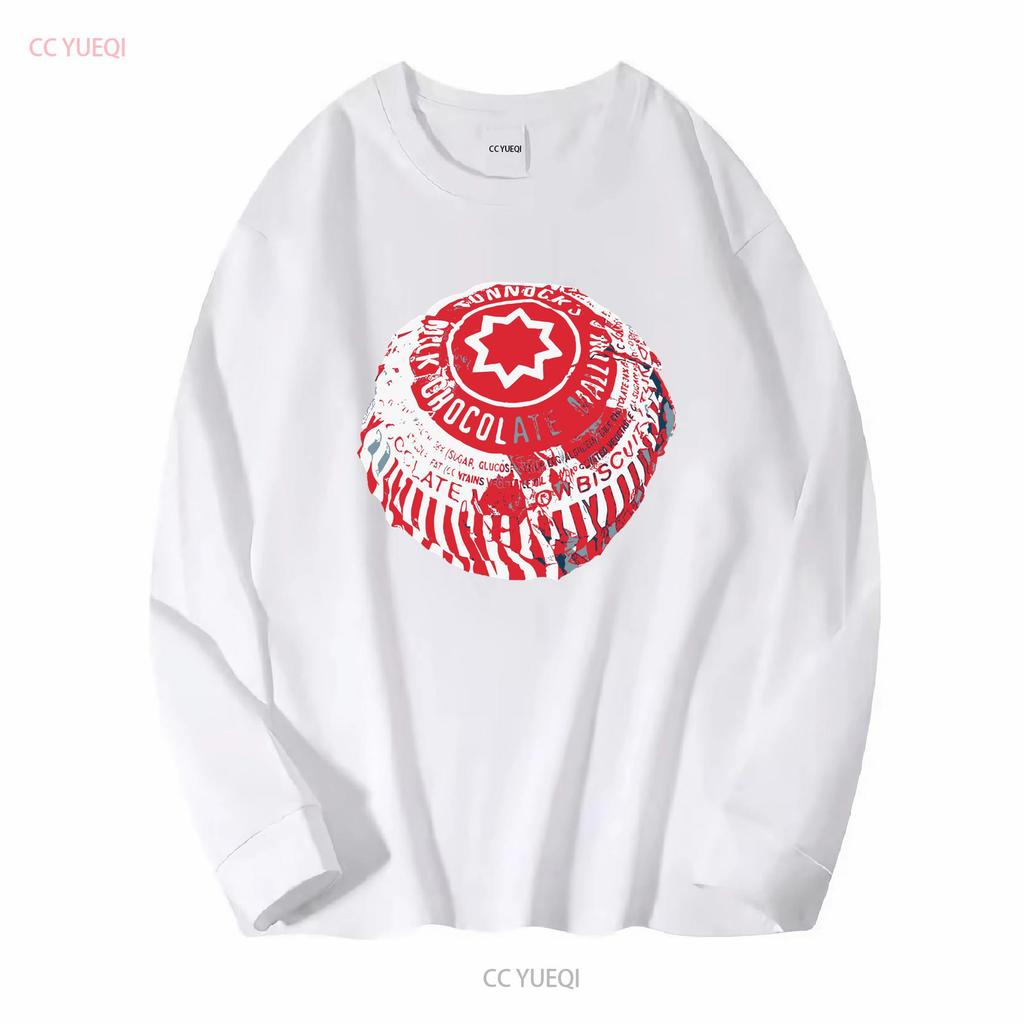 Tunnocks Tea Cake Pop Art White and Red Design T Shirt long or short sleeves vintage Washed designer clothes Comfortable