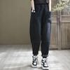 Женские эластичные джинсы с высокой талией: Ретро вышитые укороченные брюки гарем на осень/зиму 2024