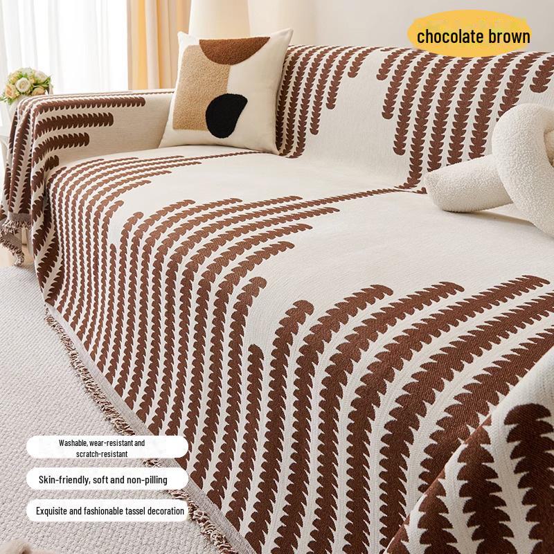 Chenille Nordic Sofa Cover: One-Piece, Dust-Proof, All-Season Blanket