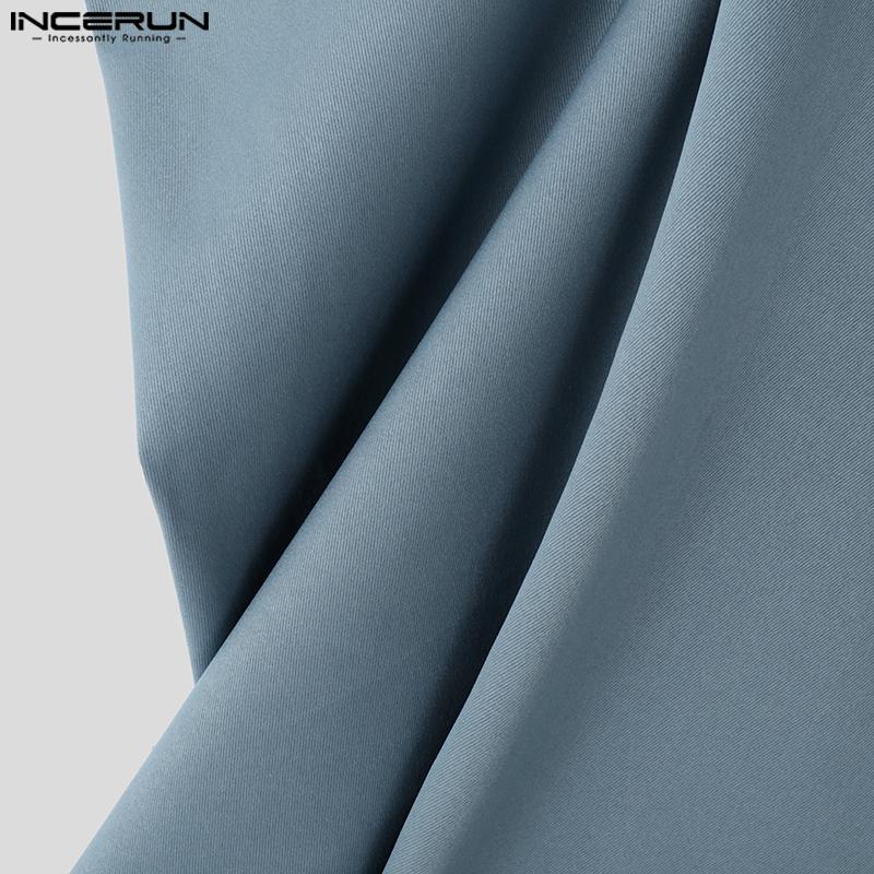 INCERUN Мужские длинные брюки с пуговицами на талии и полым шаговым швом, повседневные брюки с широкими штанинами