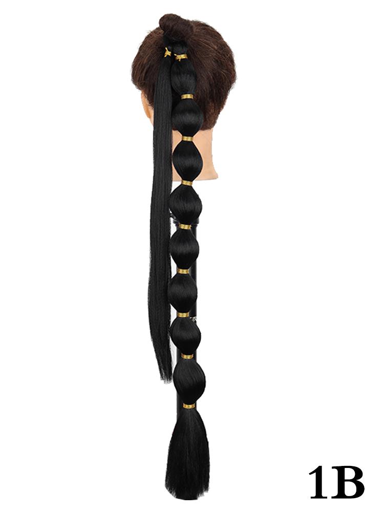 Synthetic Long Bubble Ponytail Extensions Soft and Elastic Puff Ponytail Wrap Around Hair Tie Straight Ponytail For Women Daily Use