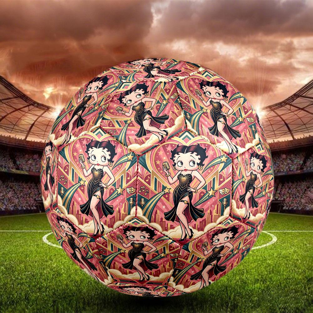 Betty Boop Print Size 5 Soccer Ball, Standard Match Football for Sports Game and Team Practice, Ideal Gift for Soccer Fans