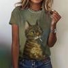 3D Printed Funny Cat T-Shirt For Women Cute Pet Animal Pattern Tees Summer Casual Short Sleeves Oversized T Shirts O-Neck Tops