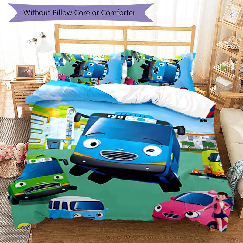 3pcs the little bus tayo pattern bedding set duvet cover set includes duvet cover &pillowcases, perfect all season bedroom decoration & gift