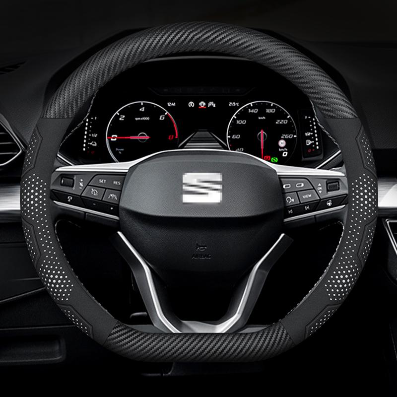 For SEAT Leon Ibiza FR 2 Ateca Arona Exeo Arosa Tarraco Mii Carbon fiber Suede Leather Car Steering Wheel Cover Auto Accessories