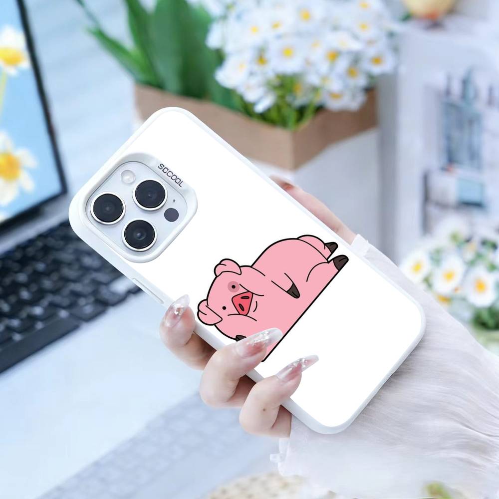 Милый мультяшный поросенок Чехол для телефона для iPhone 17, 16, 15, 14, 13, 12 Pro Max белый Конфетный Матовый Ударопрочный Чехол