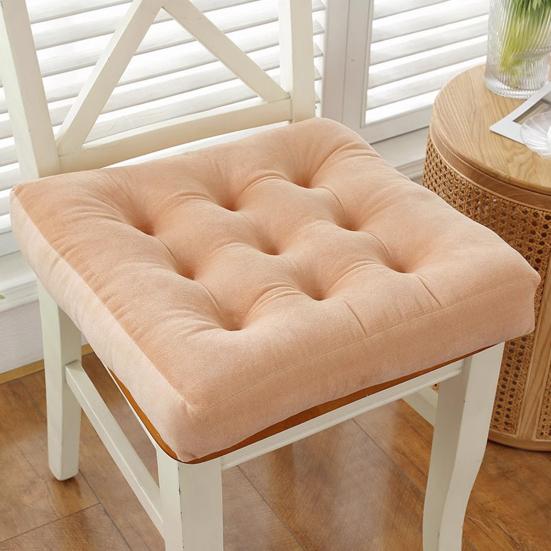 Square Seat Cushion 16x16 Inches Solid Color Stuffed Chair Pad Velvet Thick Seat Cushion for Dining Chair Floor Home Office