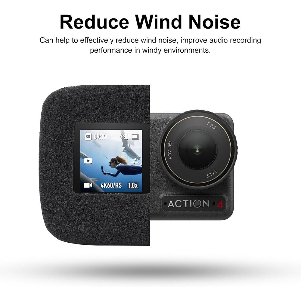 For DJI Osmo Action 5 Pro 4 3 Wind Noise Reduction Sponge Foam Windslayer Cover Housing Windproof Windshield Recording Case