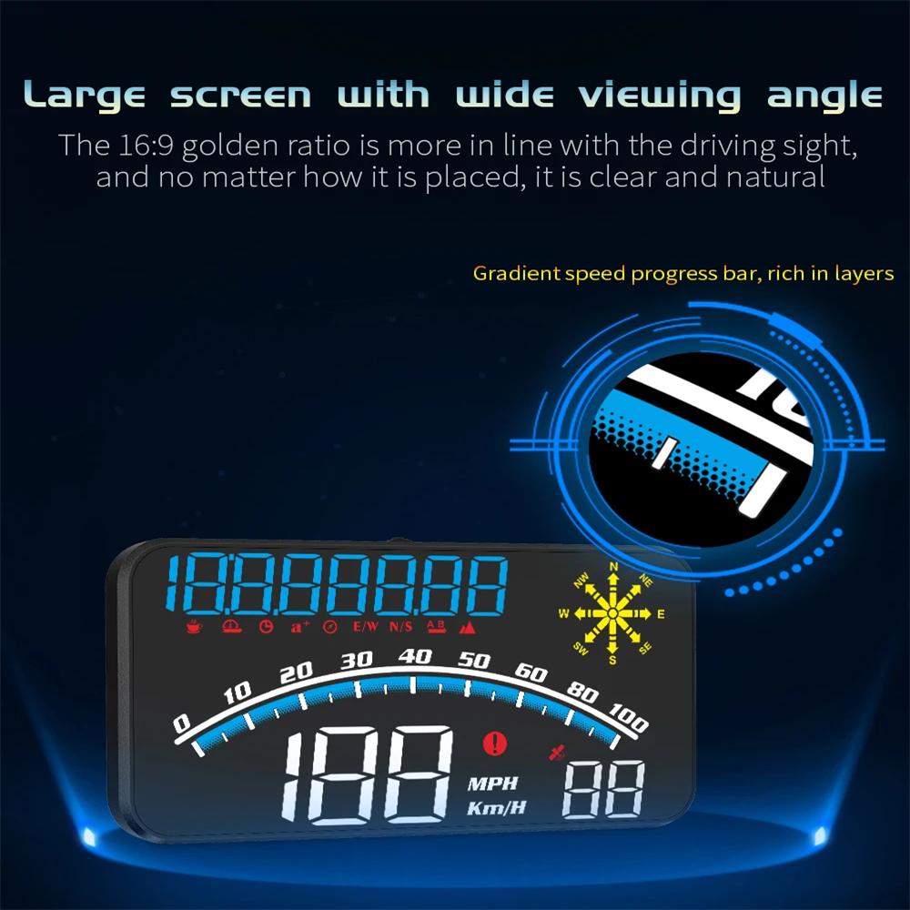 HD G10 Digital Head Up Display Big Font Car HUD GPS Speedometer with Over Speed Alarm Compass Electronic Screen Fit For All Cars