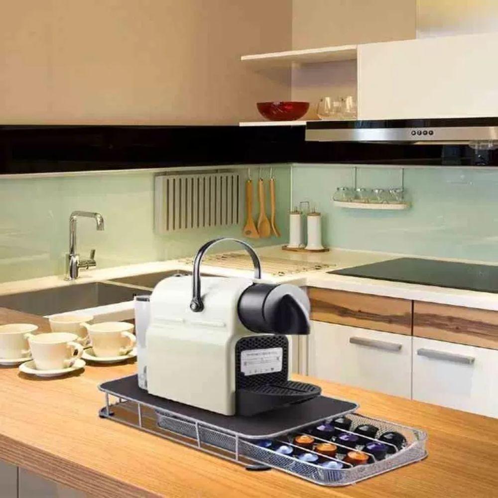 Metal Coffee Capsule Display Rack Large Capacity Black Coffee Pod Holder Anti-Slip Pull-Out Coffee Capsule Holder Cafe Shop