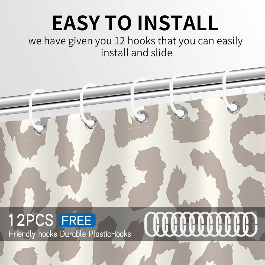 Милая серая шторка для душа с леопардовым принтом, современная простая домашняя занавеска для ванны и ванной комнаты, моющаяся прочная полиэстеровая ткань