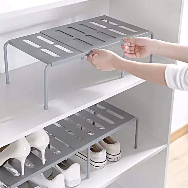 1PC Plastic Table Stackable Sliding Rack Cabinets Kitchen Shelf Retractable Multifunctional Space Saving Expandable Home 2 Colors