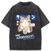 Футболка homme хлопковые брюки-кюлоты японский hommes blusa masculina Стиль Кот Аниме Графический Топы Летняя одежда оверсайз