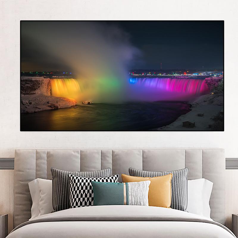 Пейзаж Ниагарский водопад ночью Холст Картина Водопад Плакаты и принты Настенные художественные фотографии Гостиная Домашний декор без рамки