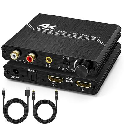 Аудиоэкстрактор HDMI Tendak, 4K HDMI в Оптический SPDIF + 3,5 мм Стерео + RCA L/R Аудио Адаптер-Конвертер с Поддержкой Регулировки Громкости