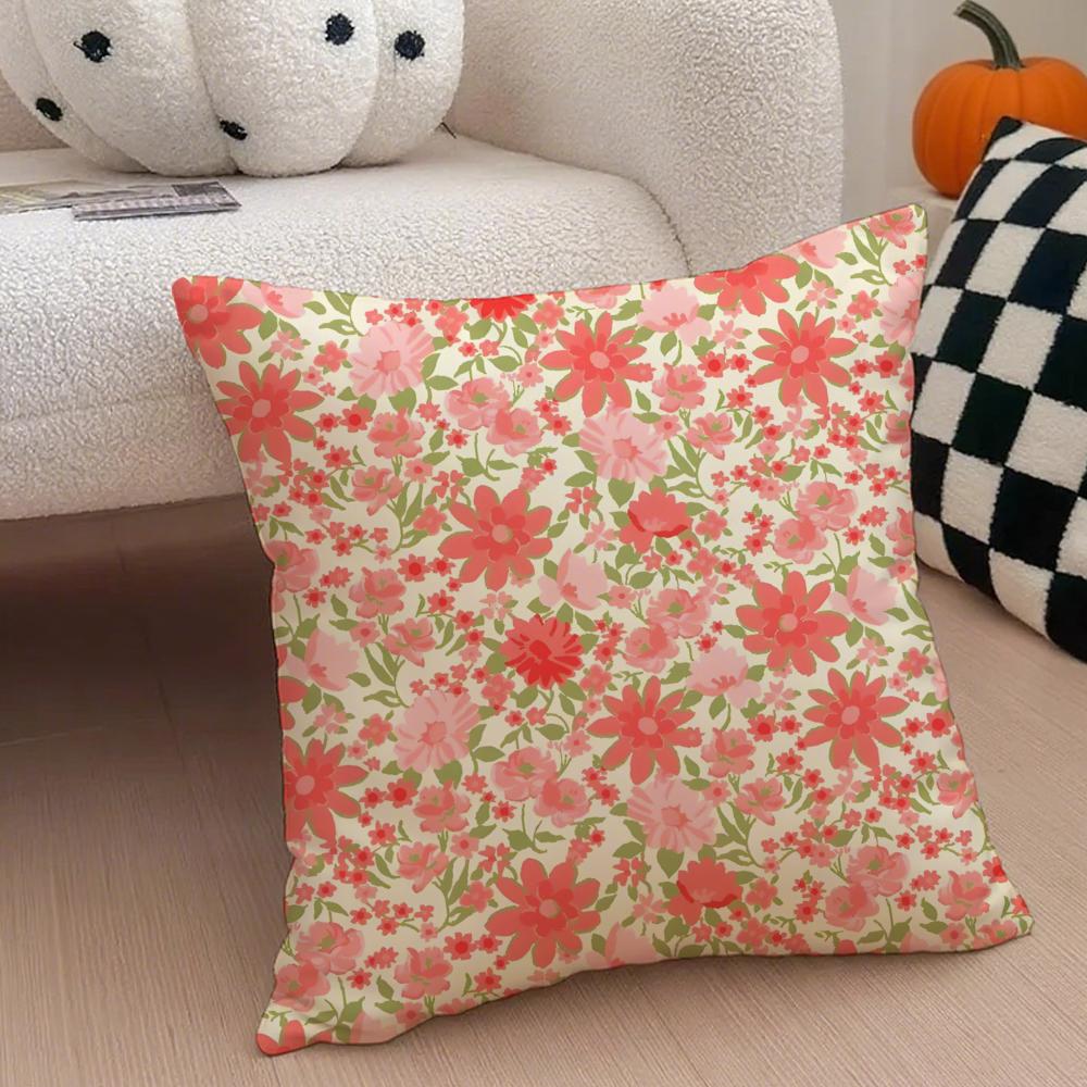 Full Print Floral Print Pattern Art Cushion Cover Throw Pillow Cover Hidden Button Durable Polyester Chair Cushion