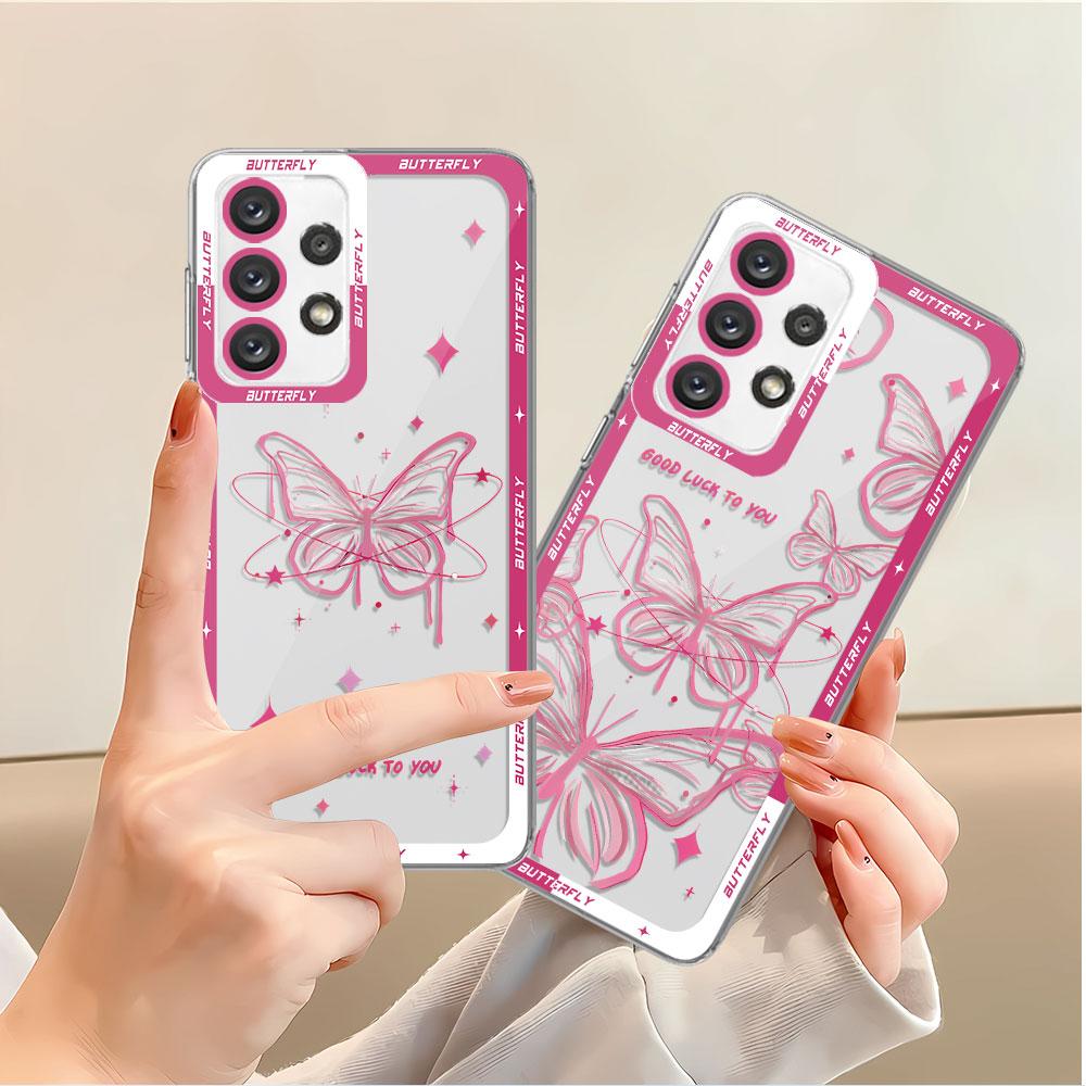 Capa Retro Butterfly Pattern Phone Case for Samsung Galaxy A23 A33 A24 A34 A13 A73 5G A14 4G A25 A54 A15 Cover Clear Silicone