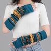 Bohemian Style Knitted Fingerless Sleeves Thickened Warmer Long Cuff Y2K Star Arm Cover Outdoor