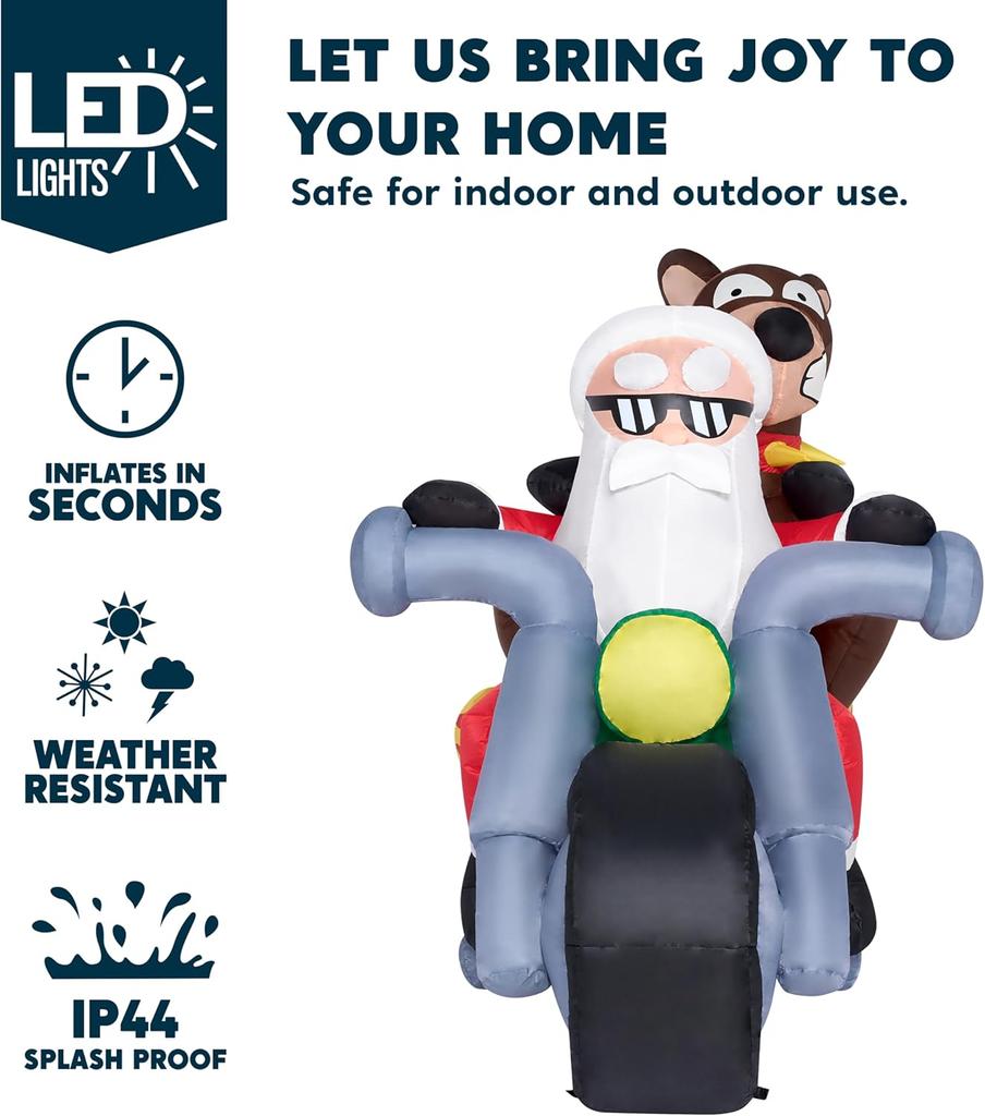 JOYFY 7 футов длиной Рождественские надувные фигуры для улицы Санта на мотоцикле с оленем для рождественской вечеринки, украшение газона